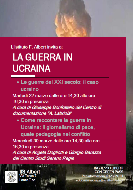 Incontri all'Albert: Il 22 e il 30 marzo La Guerra in Ucraina