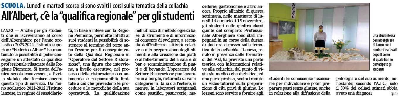 All'Albert, c'è la qualifica regionale per gli studenti