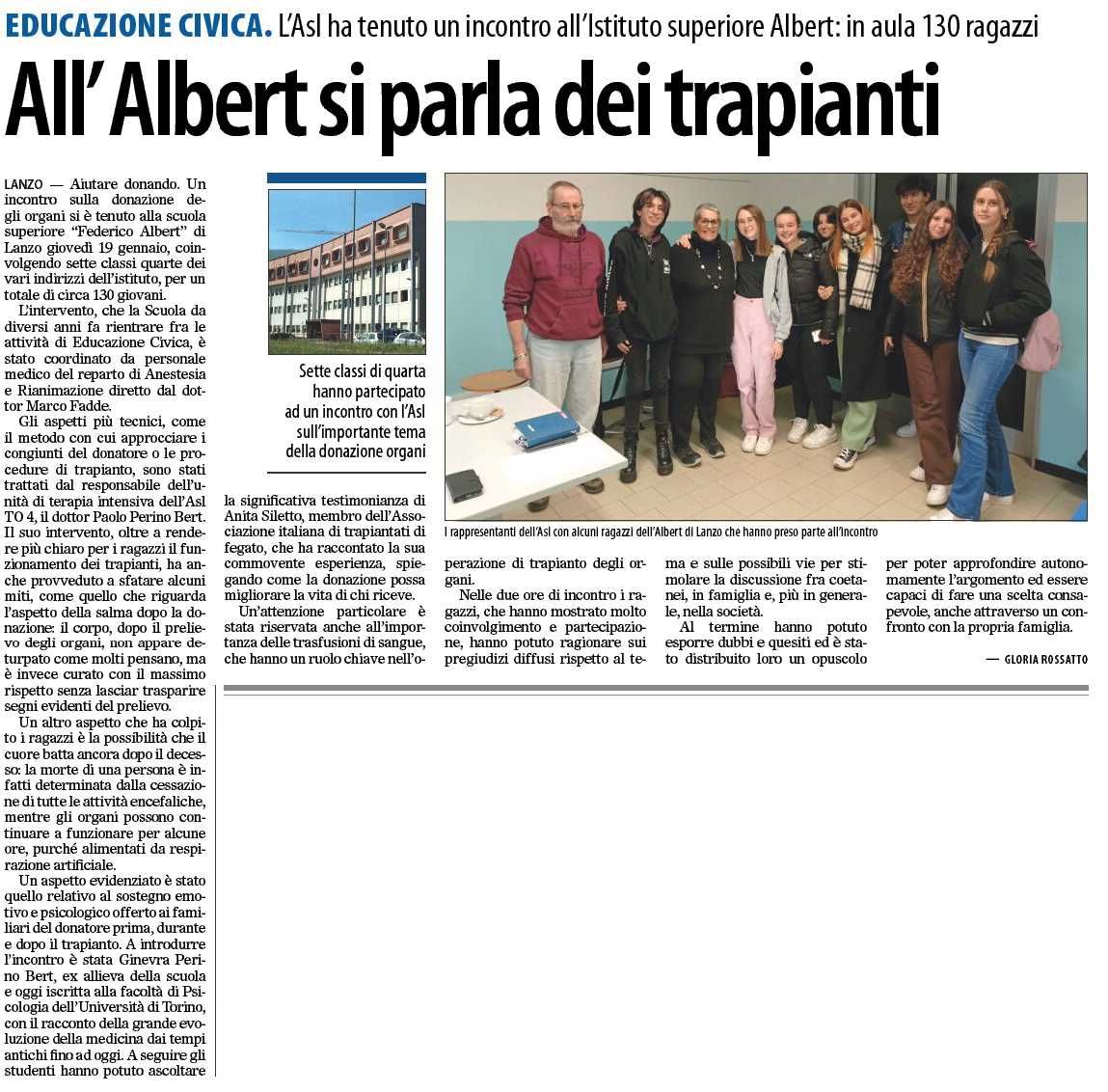 All'Albert si parla di trapianti