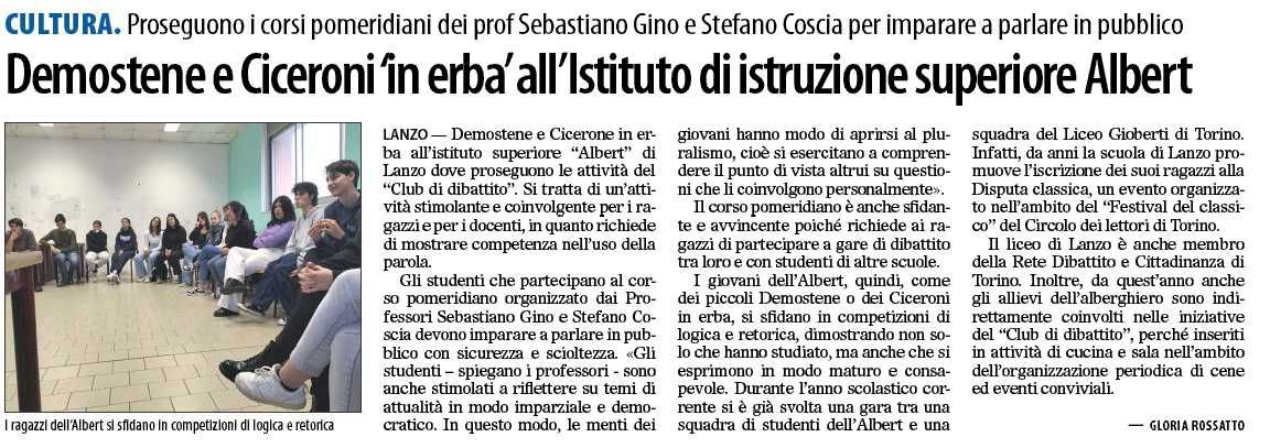 Demostene e Ciceroni in erba all'Istituto di istruzione superiore Alber