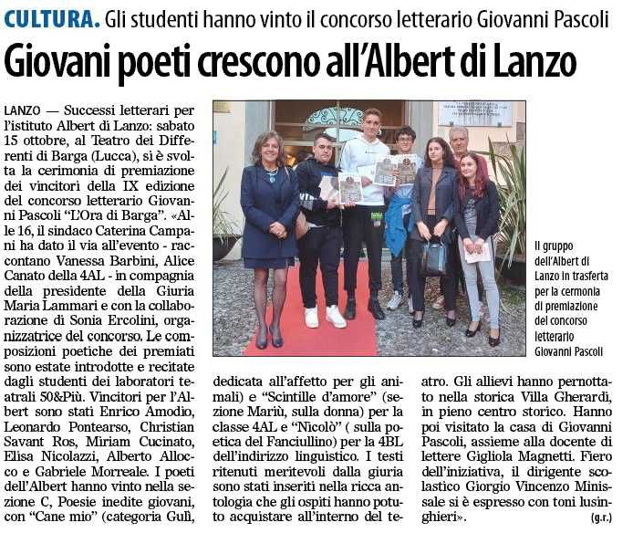 Giovani poeti crescono all'Albert di Lanzo