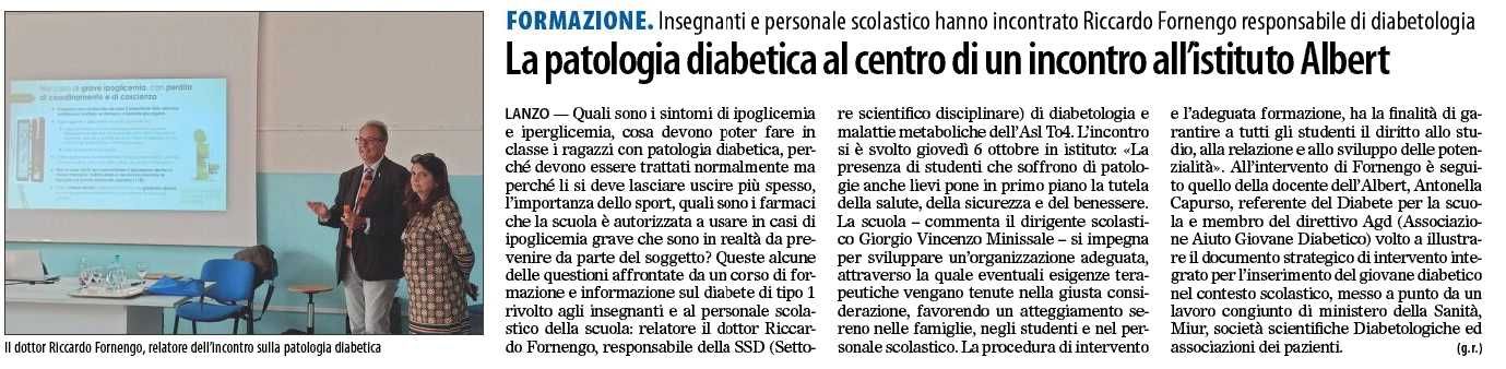 La patologia diabetica al centro di un incontro all'istituto Albert