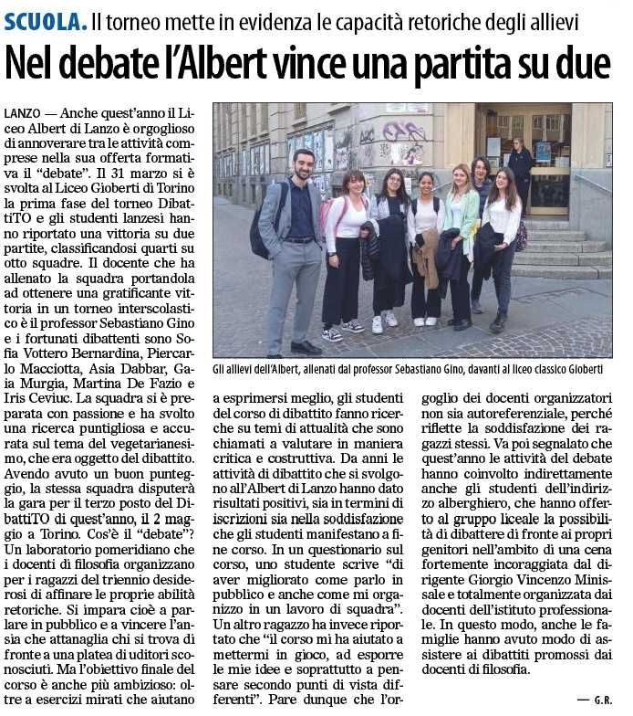 Nel debate l'Albert vince una partita su due