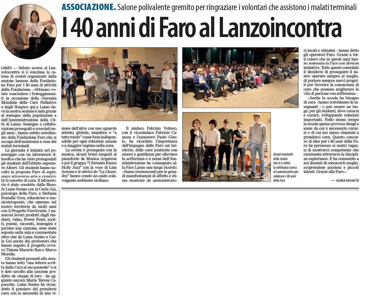 I 40anni di Faro al Lanzoincontra