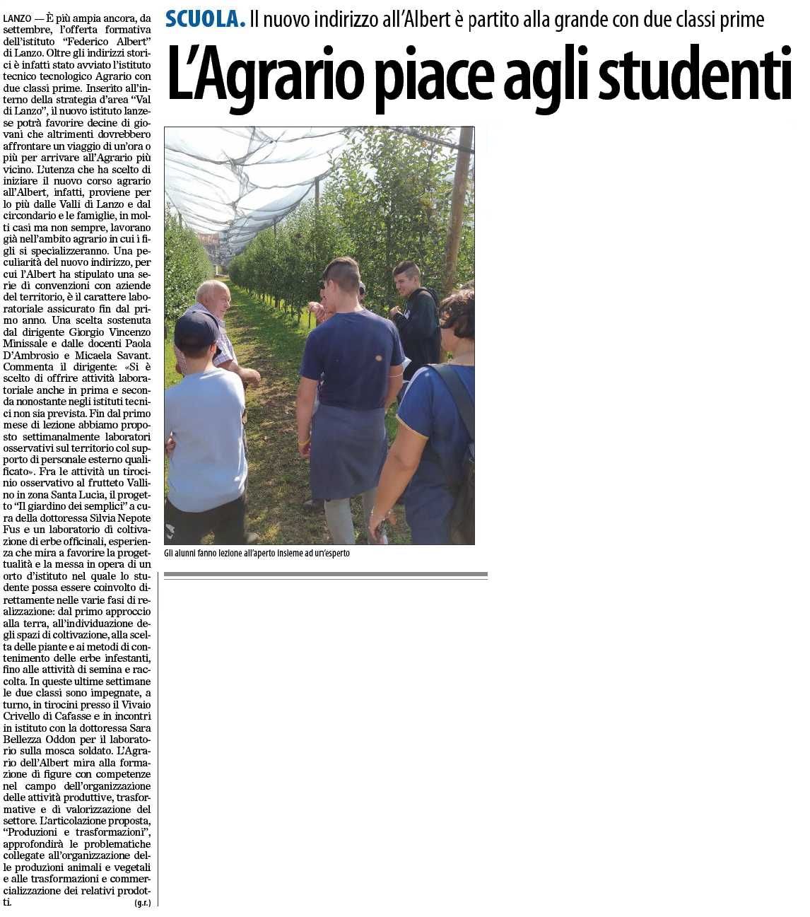 L'agrario piace agli studenti