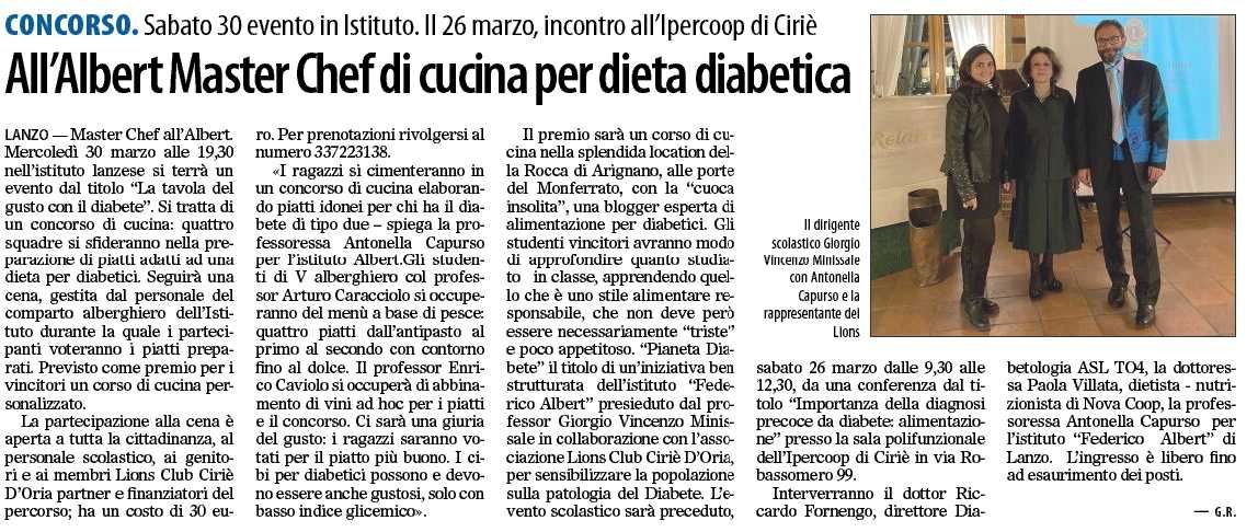 All'Albert  Master Chef di cucina per dieta diabetica