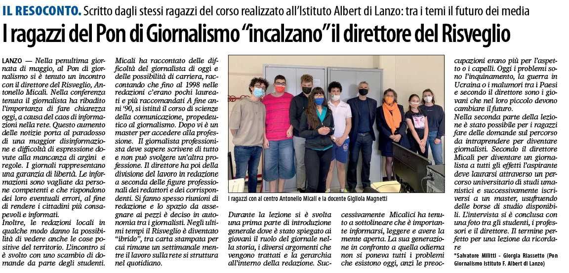 I ragazzi del Pon di Giornalismo incalzano il direttore