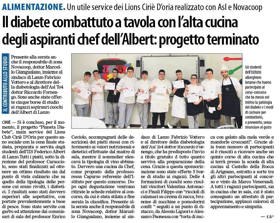 Il diabete combattuto a tavola con l'alta cucina degli aspiranti chef dell'Albert: progetto terminato