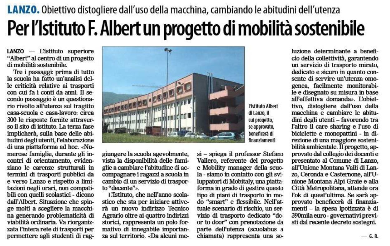 Per l'Istituto Albert un progetto di mobilità sostenibile