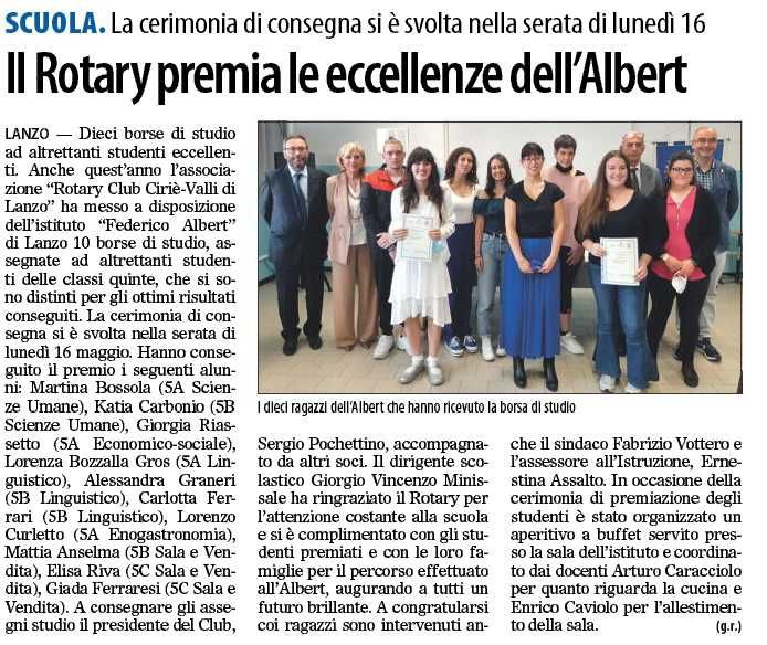 il Rotary premia le eccellenze dell'Albert