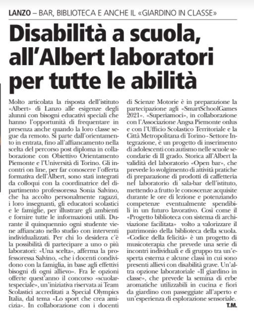 Disabilità a scuola: all'Albert laboratori per tutte le abilità