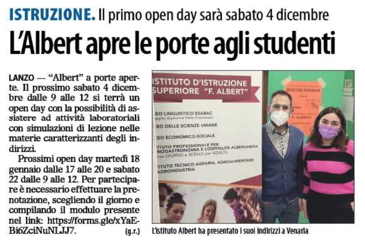 L'Albert apre le porte agli studenti