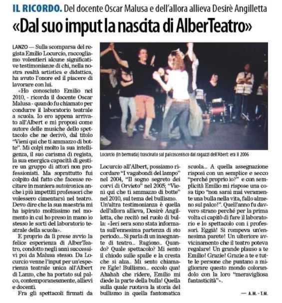 Dal suo imput la nascita di AlberTeatro