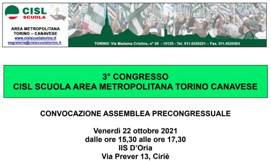 Convocazione assemblea precongressuale della CISL